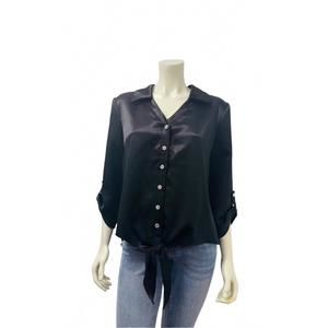 NEW COMPLI K women's button up sleeve top in black